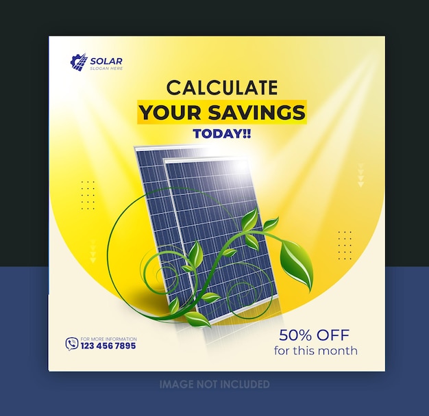 solar panels social media post design template