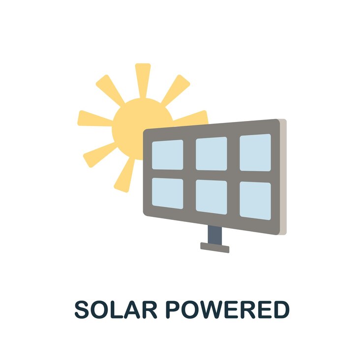 Vector 太陽光発電フラット アイコン ロボティクス エンジニアリング コレクションからの色付き記号 web デザイン インフォ グラフィックなどの創造的な太陽光発電アイコン イラスト