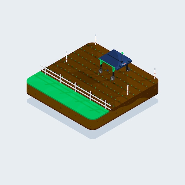 Vector solar robot isometric scene