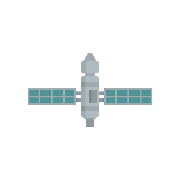 solar space station icon flat vector international astronaut station space satellite isolated