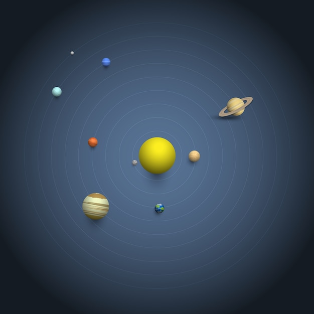 Premium Vector | Solar system - 3d planets on orbits Premium Vector | Solar system - 3d planets on orbits