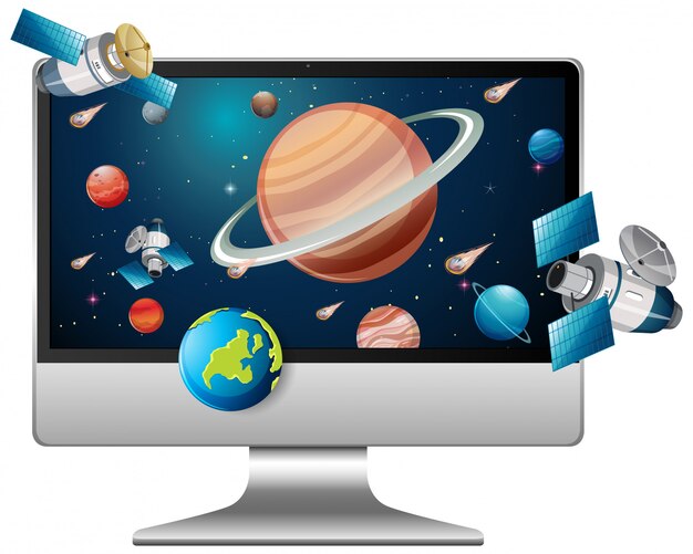 Solar system on computer background