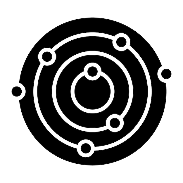 Solar System Glyph Solid Black Illustration