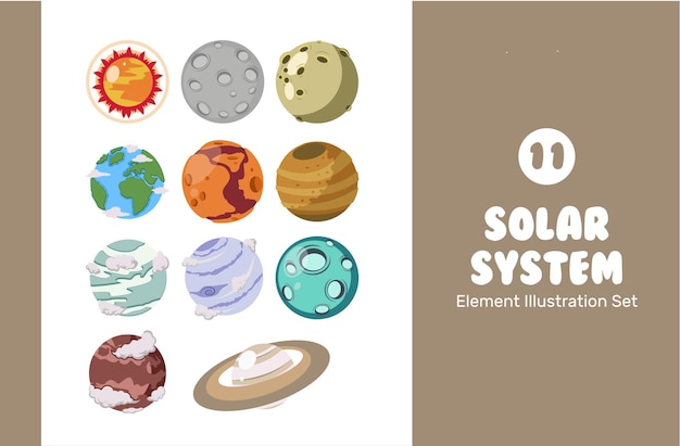 Solar system illustration set