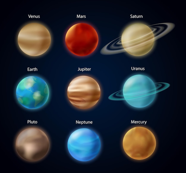 Solar system planets d earth mars mercury saturn uranus jupiter venus neptune in sky