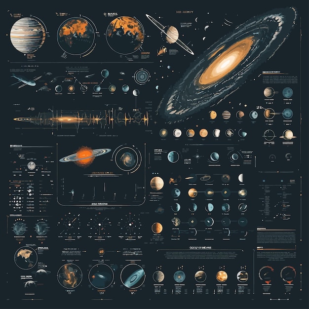 Vector solar system planets