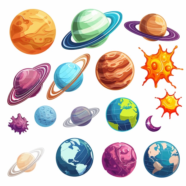 Vector solar system planets