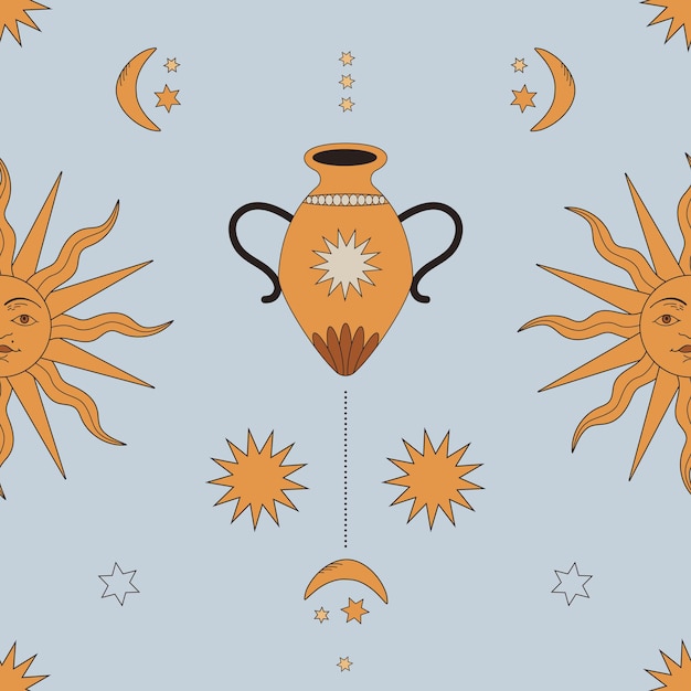 Vector solar system seamless pattern