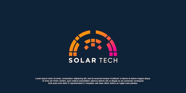 Solar tech logo template with letter s creative concept premium vector