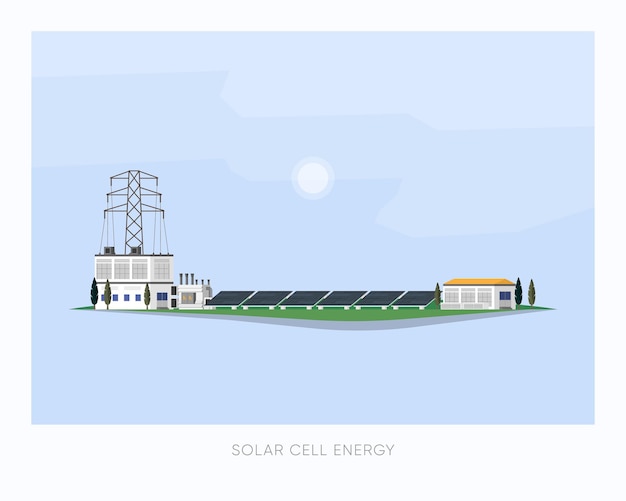 ベクトル 太陽電池エネルギー太陽電池発電所は、工場や都市に電力を供給しています