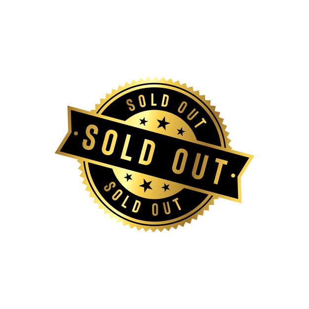 Sold out golden stamp seal vector template