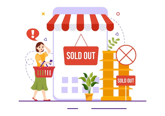 Sold Out Illustration with Shopping Message or Special Offer that Indicates the Product is Sold