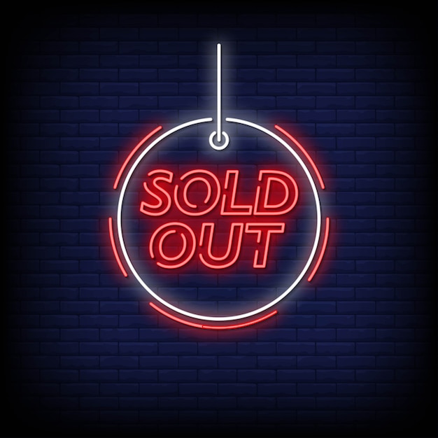 Sold Out Neon Signs Style Text Vector