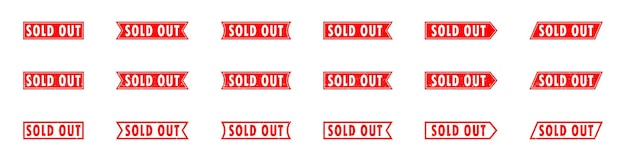 Sold out red grunge stamp set Vector illustration