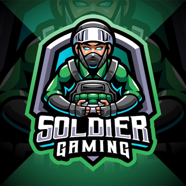 Soldaat gaming esport mascotte logo