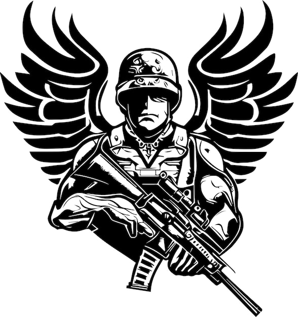 soldaat met vleugels tattoo-ontwerp