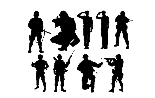 Vector soldaten silhouet set vector