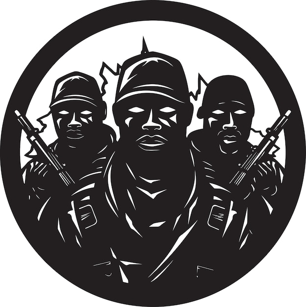 Soldaten van het donkerzwarte vectorportret van stille burgerwachten Stille helden Monochrome vectorkunst