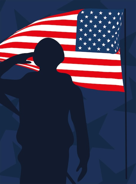 군인과 깃발 미국