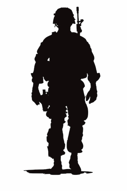 Vector soldier and army force silhouette army soldier with gun silhouette vector