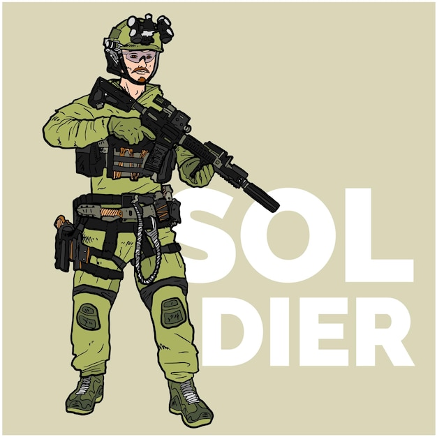 Soldier Army Jobs Career Illustration