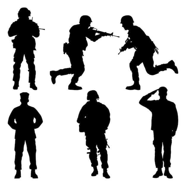 Vector soldier or army silhouettes vector illustration