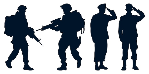 Vector soldier or army with gun silhouettes vector