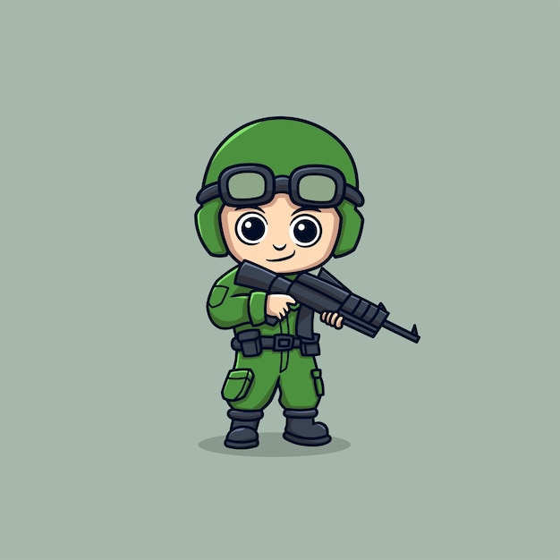 Vector soldier cartoon long gun