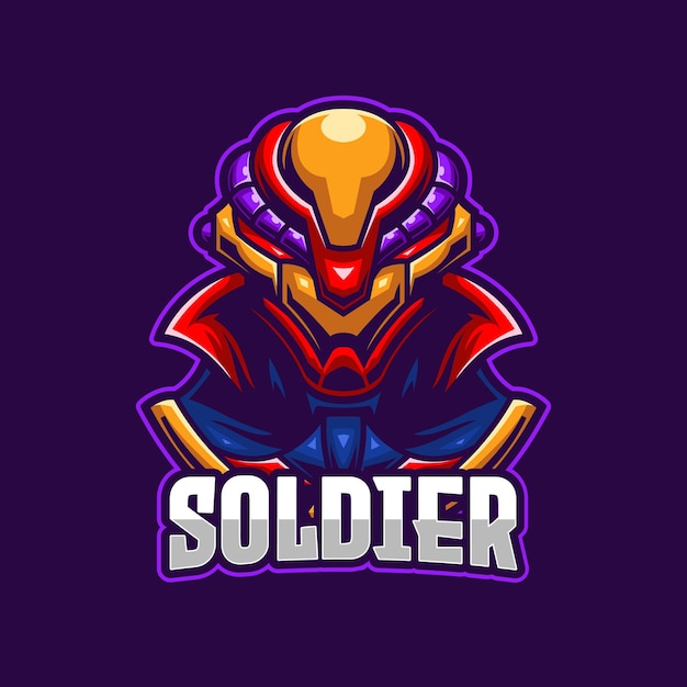 Vector soldier e-sports logo template