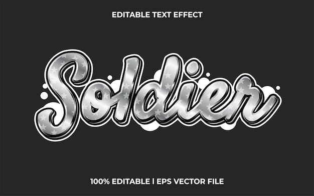 Vettore soldier modello di tipografia di caratteri modificabili effetto testuale lettere vettoriale illustrazione logo