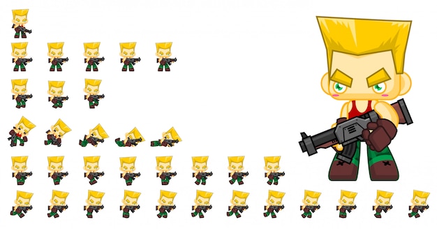 Premium Vector  Soldier game sprites