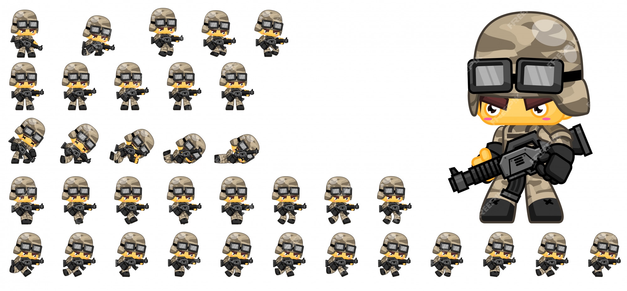 Premium Vector  Soldier game sprites