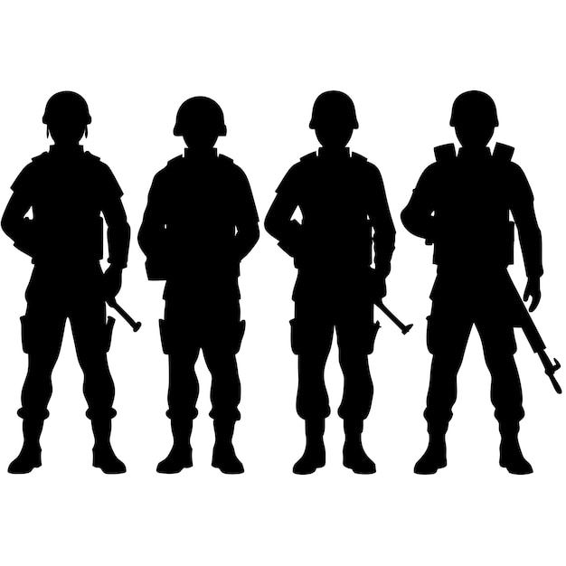 Vector soldier group silhouette vector illustration