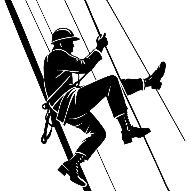 Vector a soldier is sitting on a ladder with a sword