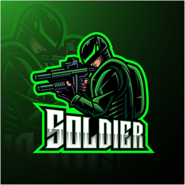 Vector soldier mascot esport gaming logo