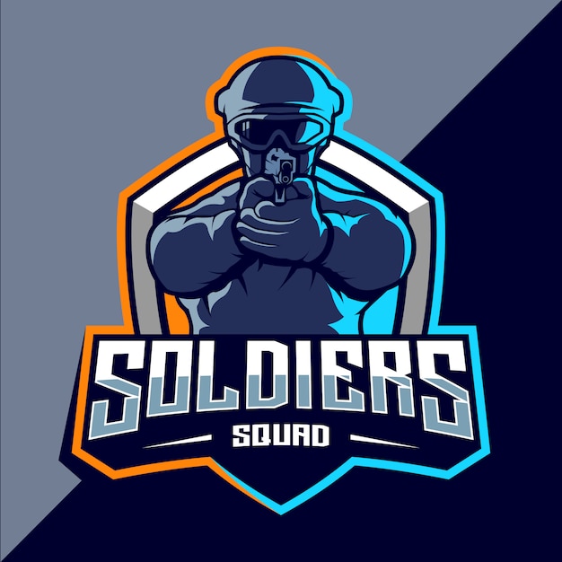 Vector soldier mascot esport logo design