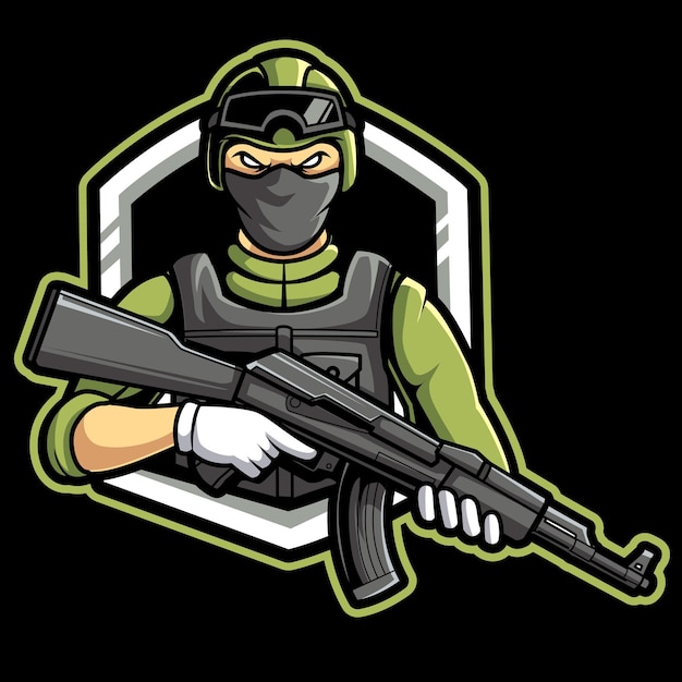 あなたのチームにとって非常にクールな兵士のマスコットのロゴ