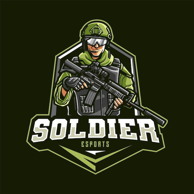 Soldier mascot-logo voor esport en sport