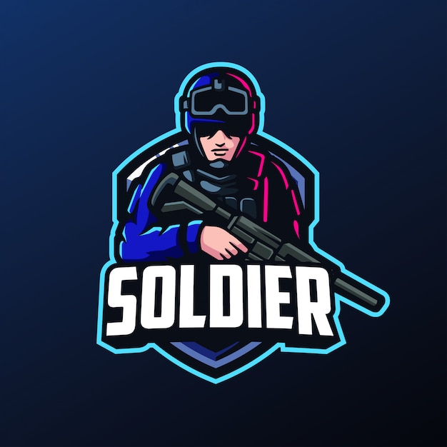 Soldier mascot for sports and esports logo