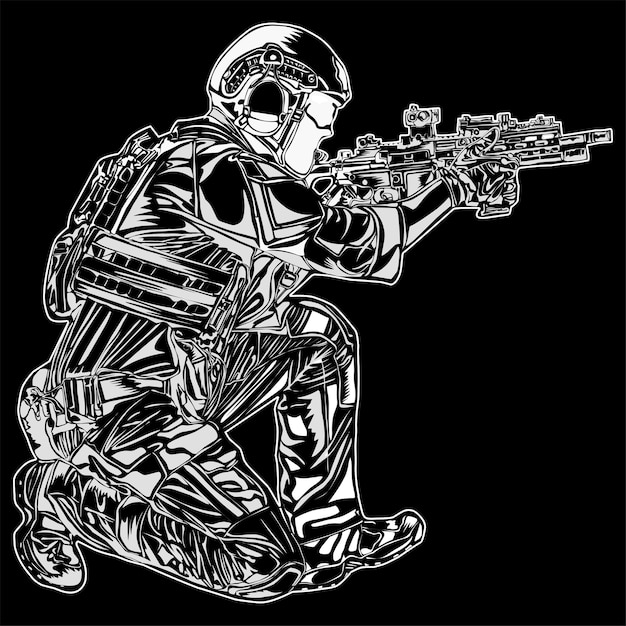 Vector soldier movement silhouette image