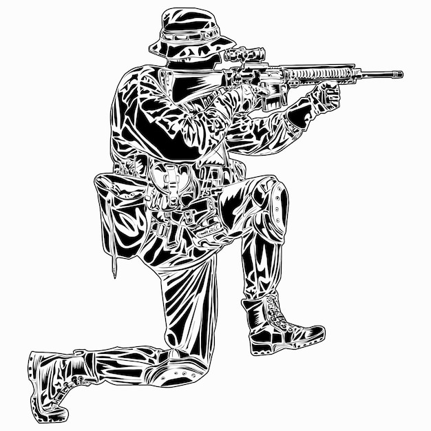 soldier pose silhouette image suitable for logo poster tshirt design education and more