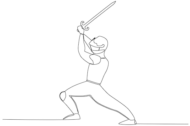 A soldier prepares to launch a sword Ancient warrior oneline drawing