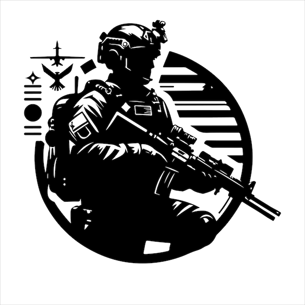 Soldier silhouette pack Soldier silhouette vector illustration