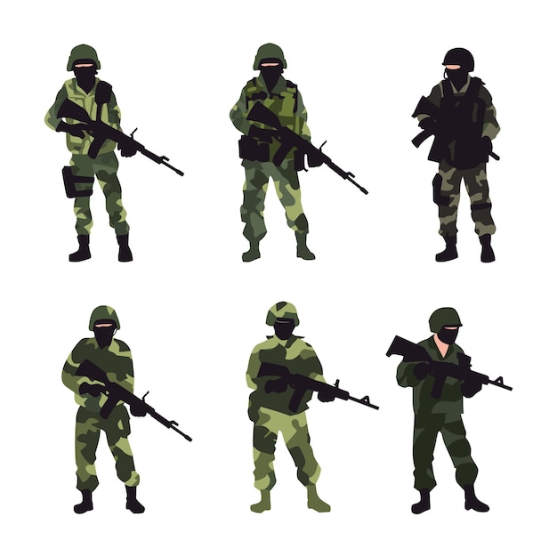 Vector soldier silhouette vector collection