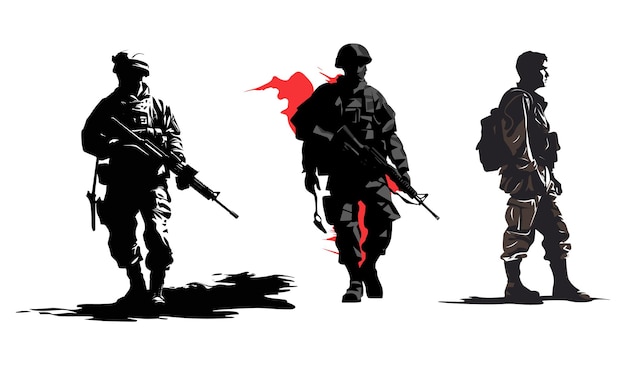 Soldier silhouette vector collection