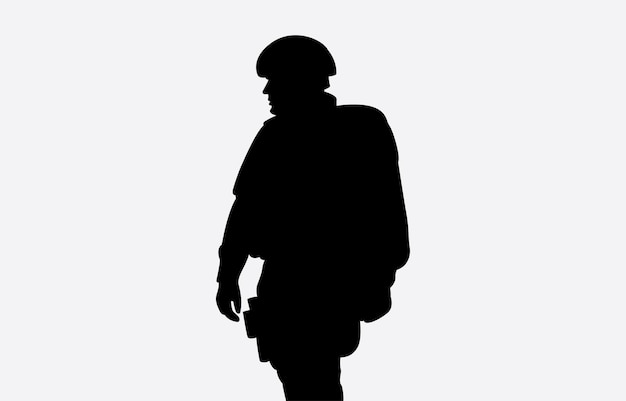 색 배경 에 있는 군인 의 실루