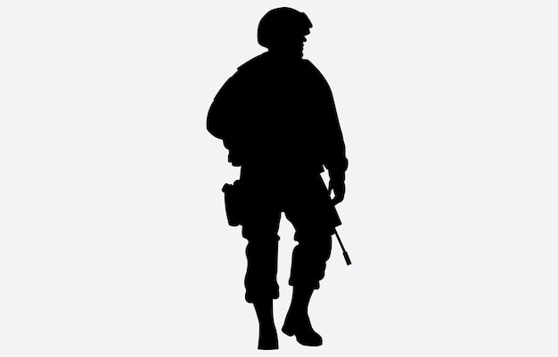 색 배경 에 있는 군인 의 실루