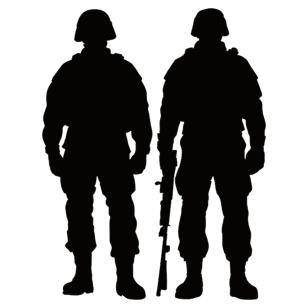 Vector soldier silhouette on white