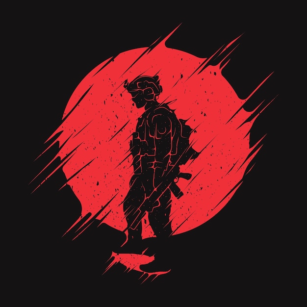 Soldier silhouette with round brush strokes suitable for tshirt design