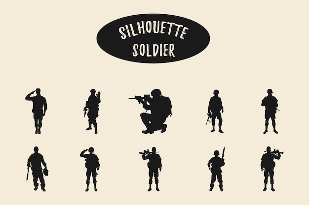 Vector soldier silhouettes army silhouette of men soldiers with weapons